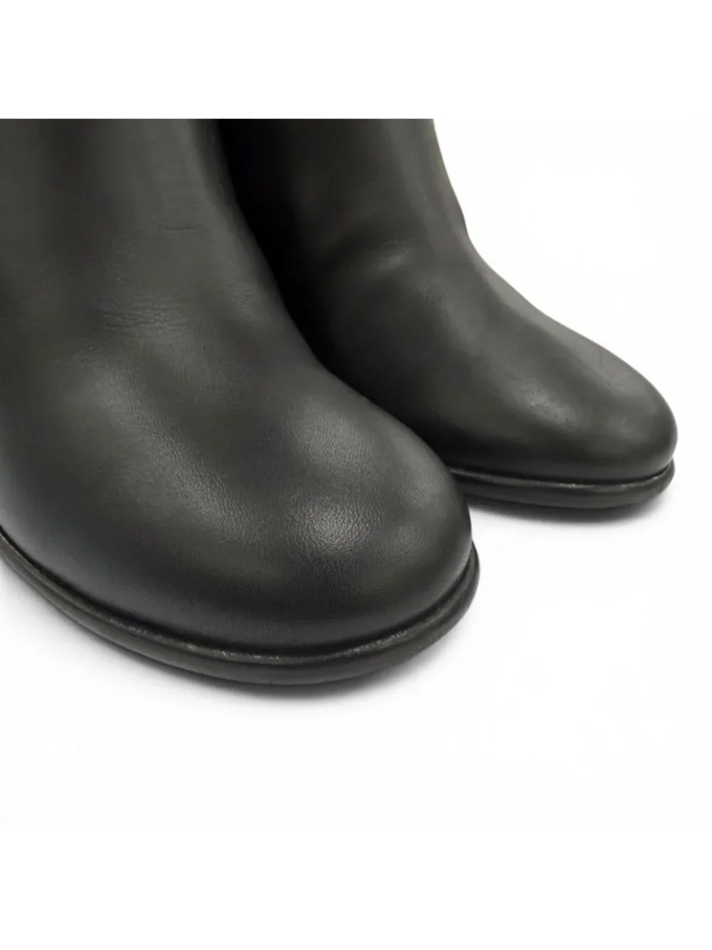 Chanel CC Logo Leather Long Boots Black Gold